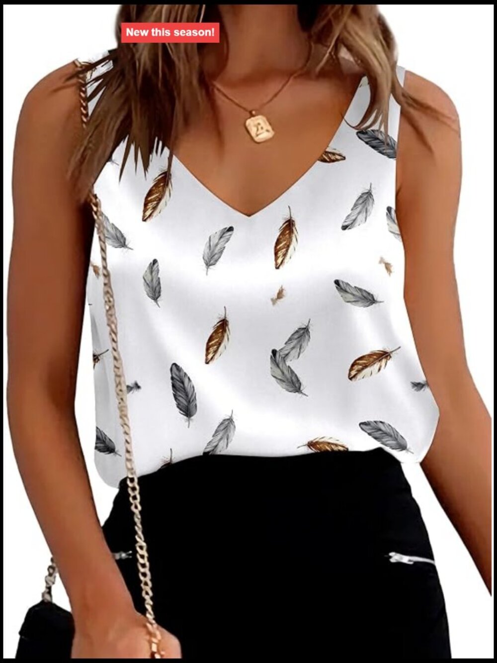 Satin Sleeveless V Neck Tank Top Casual Summer Shirt